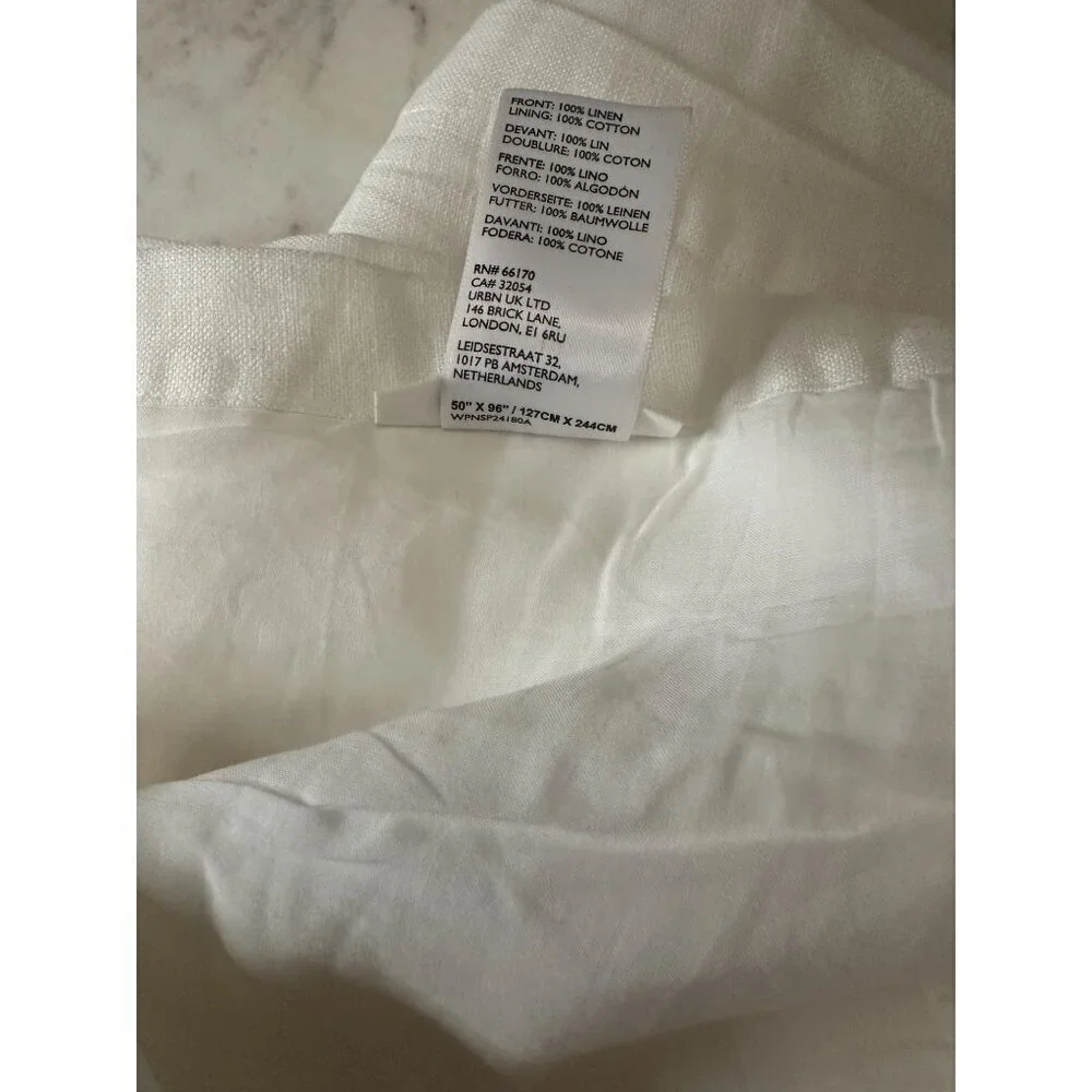 Anthropologie Relaxed Linen Curtain White NEW $138 96 x 50